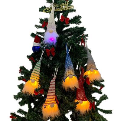 New Christmas Tree Decorations with Light Pendant Faceless Doll Luminous Small Pendant Nordic Santa Claus Christmas Pendant
