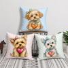 Adorable Yorkshire Dog Cushion Cover Short Plush Soft DoubleSided Printing Pillow Case Cozy Sofa Bedroom Home Decor Gift