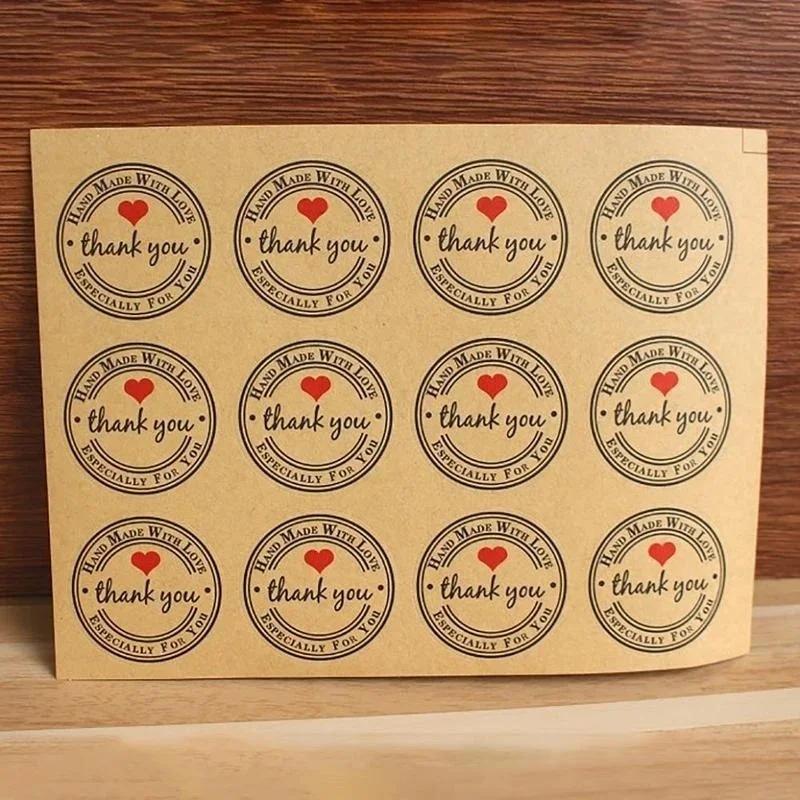 10pcs Kraft Paper Love Baking Seal Paste Packaging Labels Decorative StickersMinimalist and Beautiful Suitable for All Occasions