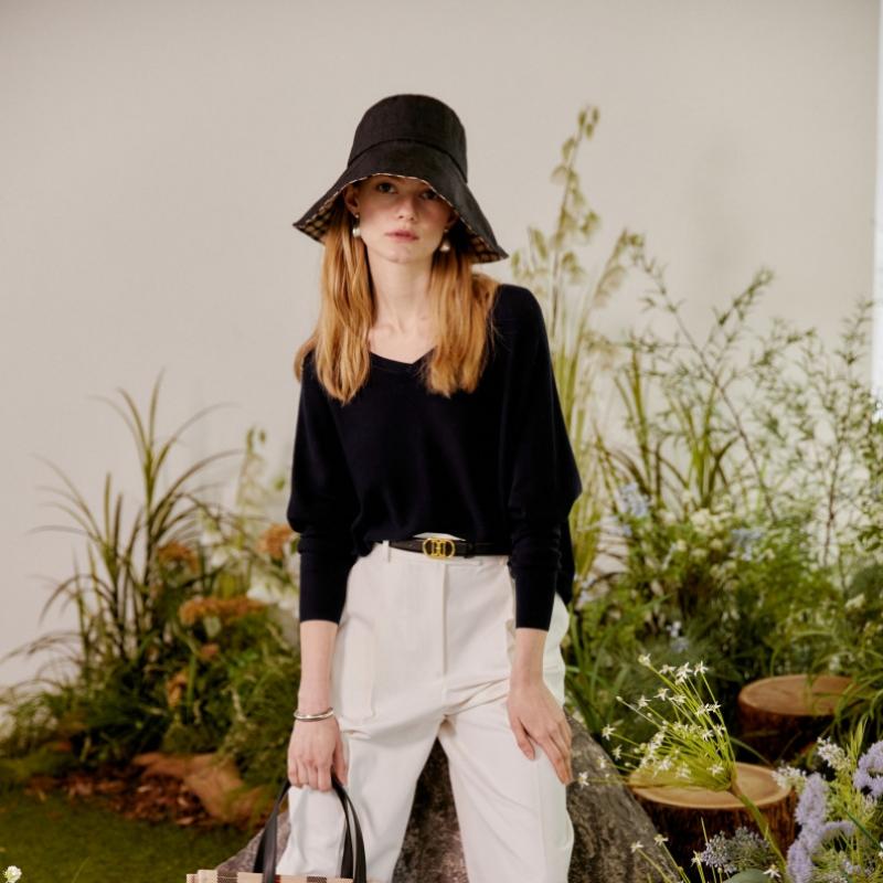 Daks Women S Black Check contraSt Linen Floppy Hat Dche6e122bk
