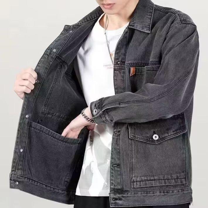 Men's Wear-Resistant Denim Work Jacket for Spring and Autumn