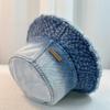 Spring New Gradual Change Raw Edge Washed Denim Bucket Hat Women's Leisure Sunshade Sunscreen Hat Women's Bucket Hat