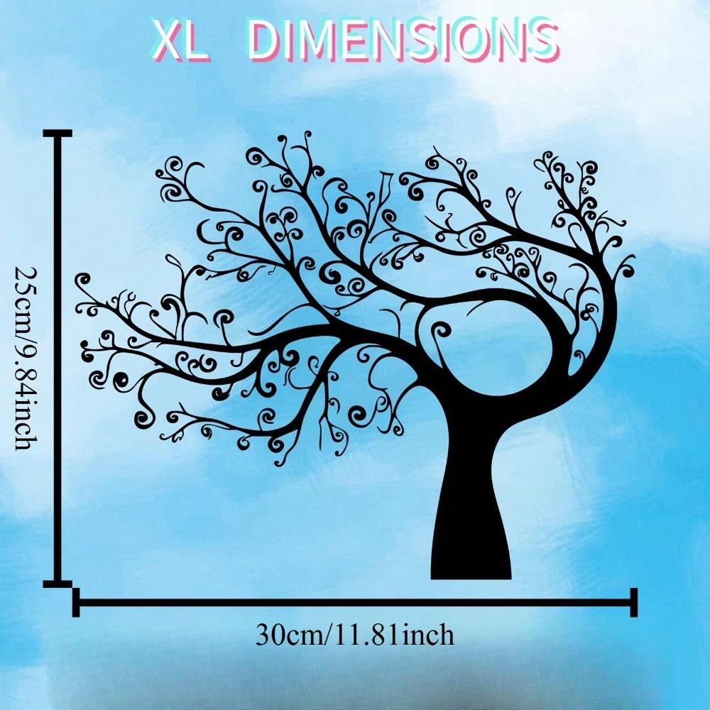 Whimsical Art Deco Tree Metal Wall Art, Weather-Resistant Iron Sculpture for Indoor Outdoor Decor