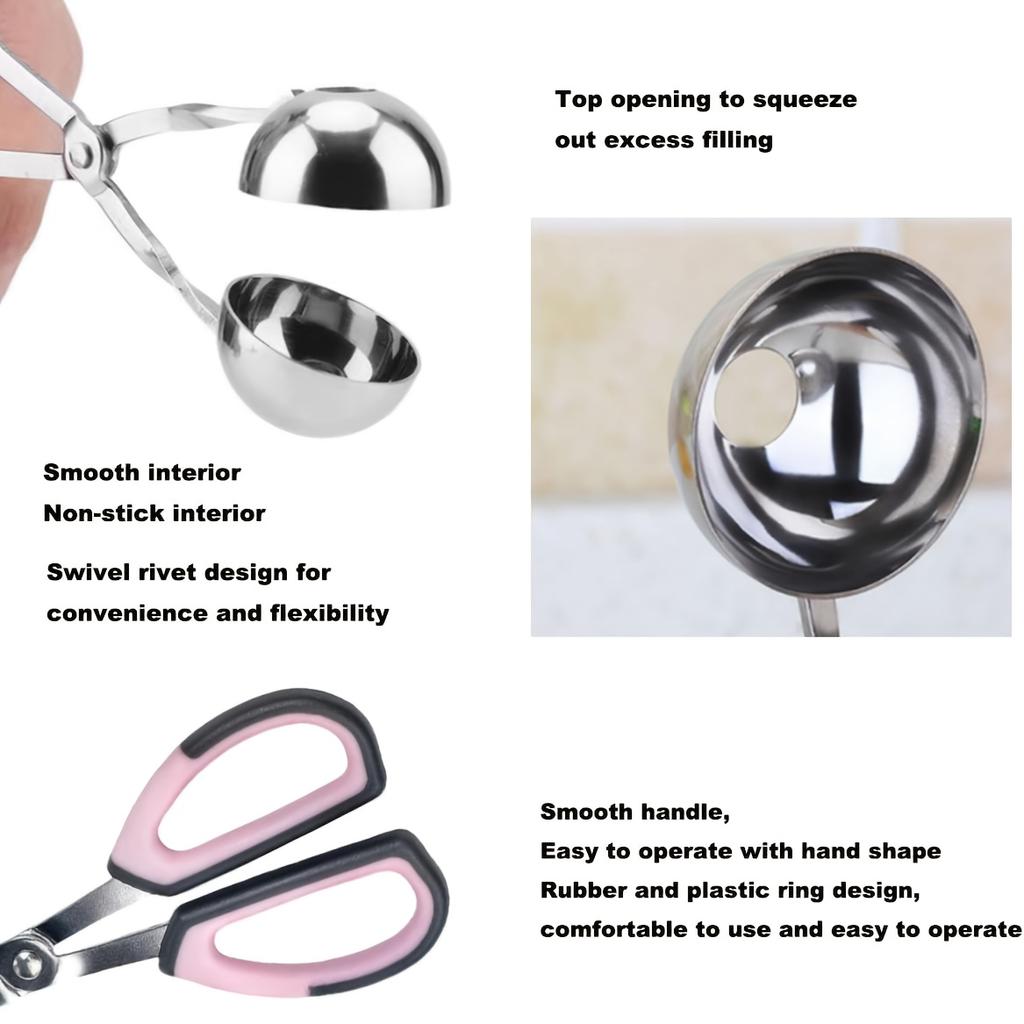 2pcs Meatball Spoon Set Stainless Steel Ball Maker Kit Kitchen Tool, Ice Cream Balls, Melon Fruits ,Large and Small Sizes