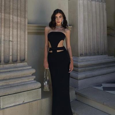 Summer New Tube Top Split Long Dress European and American Style Design Dress Sexy Hot Girl Hip Dress