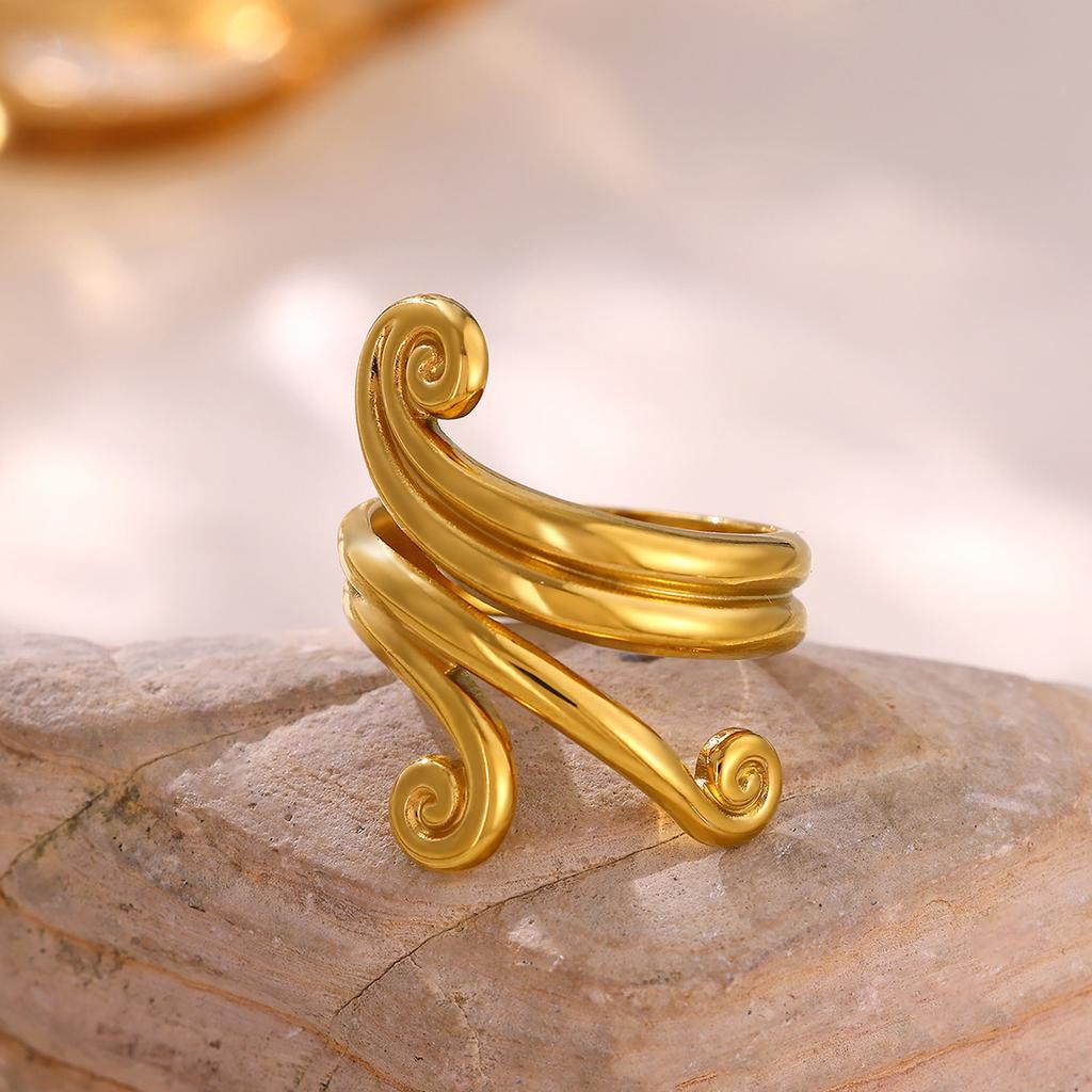 Geometric Gold Color Ring For Women Minimalist Stainless Steel Anillos Asymmetrical Hollow Punk Rings Fashion Jewelry Party Gift