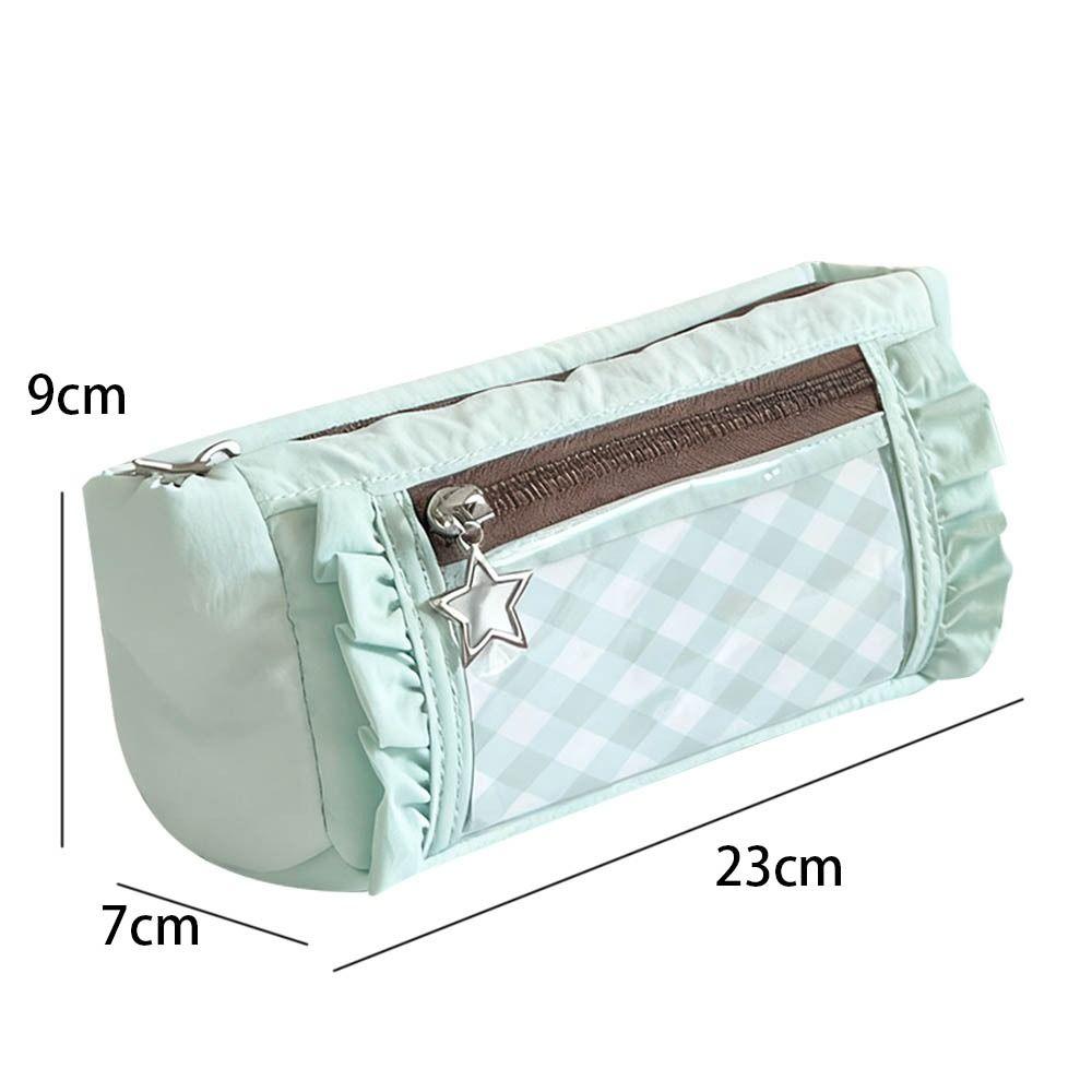 Large Capacity Pen Bag Transparent Window Stationery Storage Pouch Special Design Pencil Case DIY