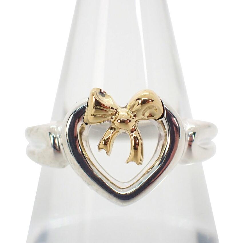 

[Б/у] Кольцо TIFFANY/Tiffany 925/750 Heart Ribbon Combination Ring No. 8 [г320-25]