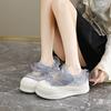 CRLAYDK Sweet Lace Loafers for Women Thick Sole Summer Hook&Loop Walking Dressy Slip On Casual Girls Cute Platform Shoes