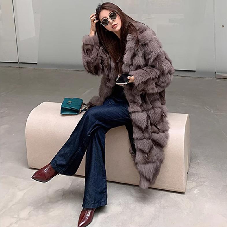 Damen Imitat Fuchsfell Grasjacke