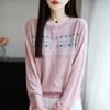 Spring and Autumn New Round-neck Knitted Cardigan Long-sleeved Women's Loose Top Coat with Bow Jacquard