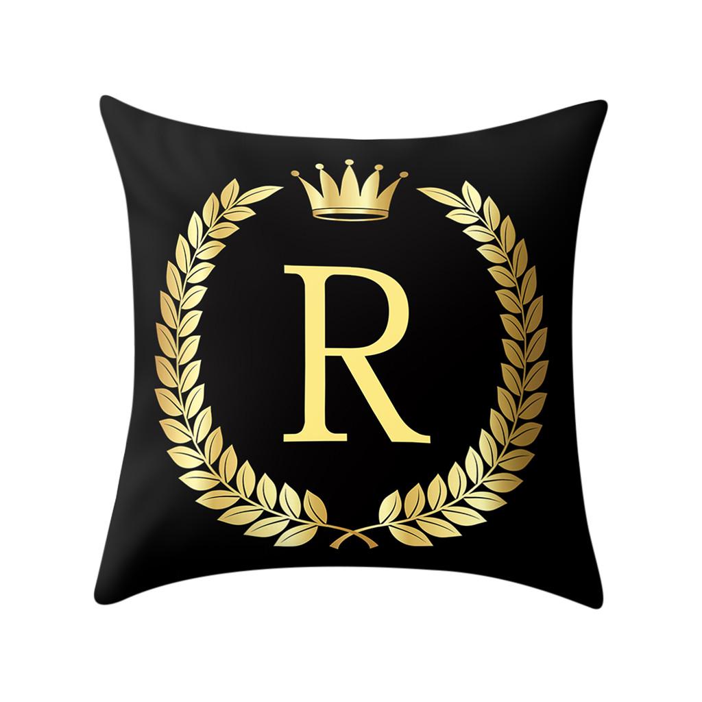 Pillow Cover Black and Gold Letter Pillowcase Sofa Cushion Cover Home Decor