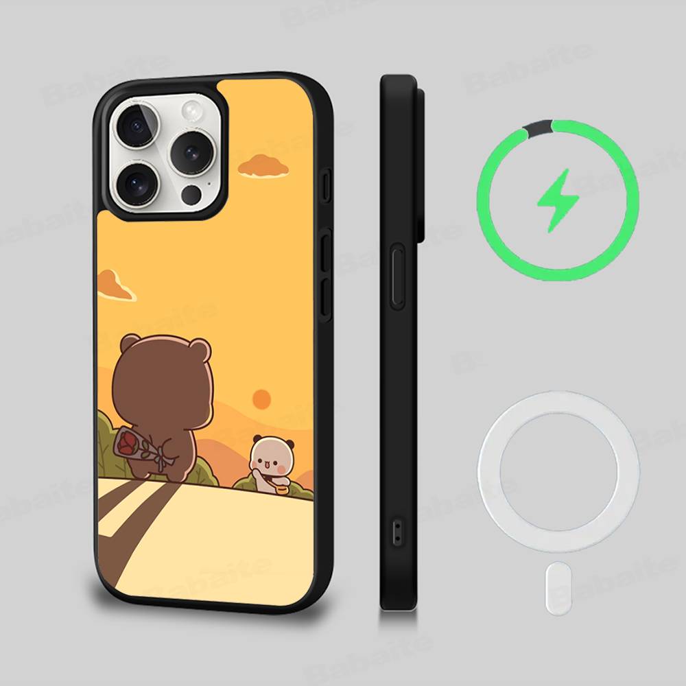 Cute Bubu Dudu Cartoon Black For Magsafe Magnetic Phone Case For IPhone 16 15 17 Pro Max 11 12 13 14 Plus Cover