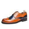Men's Plus Size Brogue Color Block Leather Dress Shoes - British Style