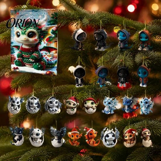 Exquisite Christmas Gift Box Dragon Advent Calendars 2026, 24 Days Countdown Calendar with Acrylic Hanging Ornaments Ornaments, Collectible