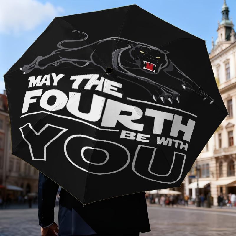 Panther Panthers Spirit Umbrella Folding umbrella, automatic umbrella 8-Frame for Travel, camping Use Gift for Halloween Christmas