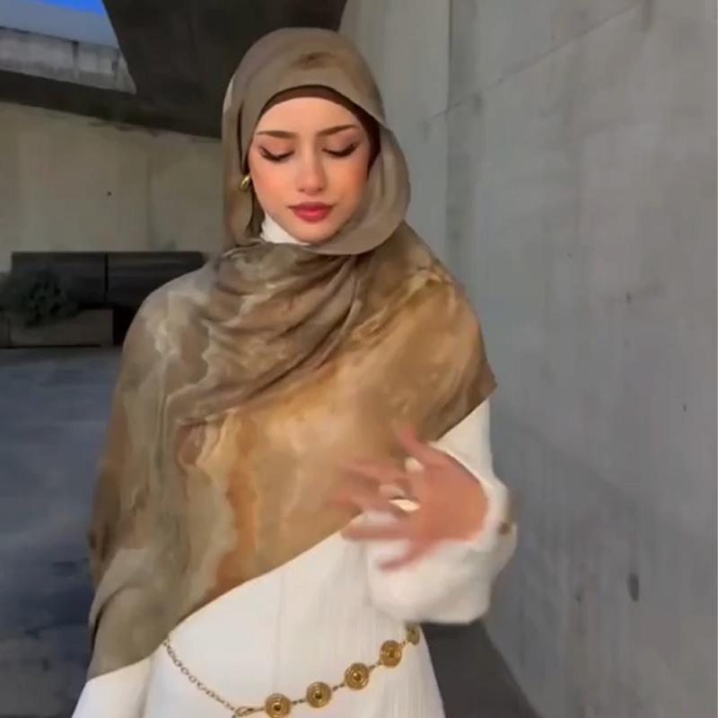 Watercolour Floral Printed Modal Breathable Soft Cotton Rayon Muslim Hijab Viscose Woven Islamic Turban Modal Women Shawls Scarf