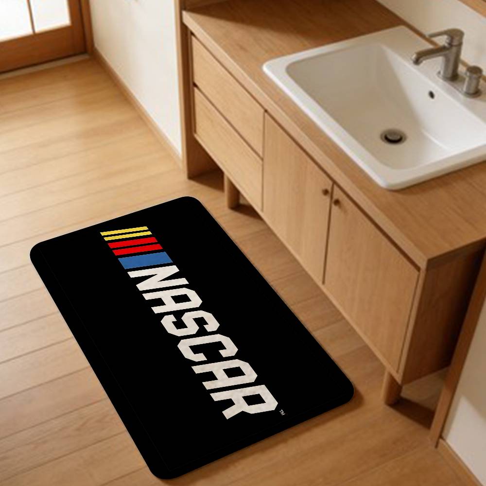 N-NASCARS Racing Car Bathroom Mat INS Style Soft Bedroom Floor House Laundry Room Mat Anti-skid Welcome Doormat