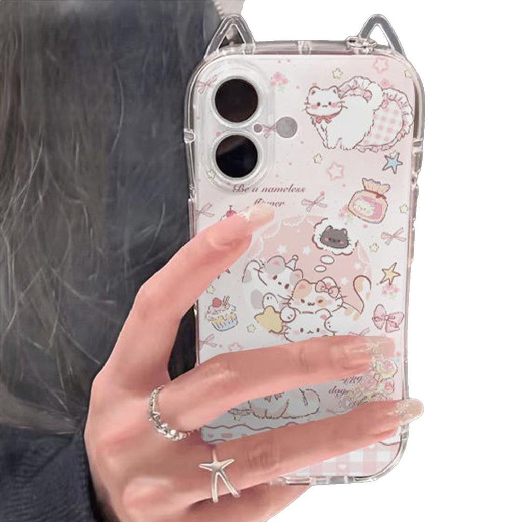 For Apple 17 Cat Ear Mobile Phone Case with High-end Feel for IPhone13 Mobile Phone Protective Cover 15promax Mobile Phone Case