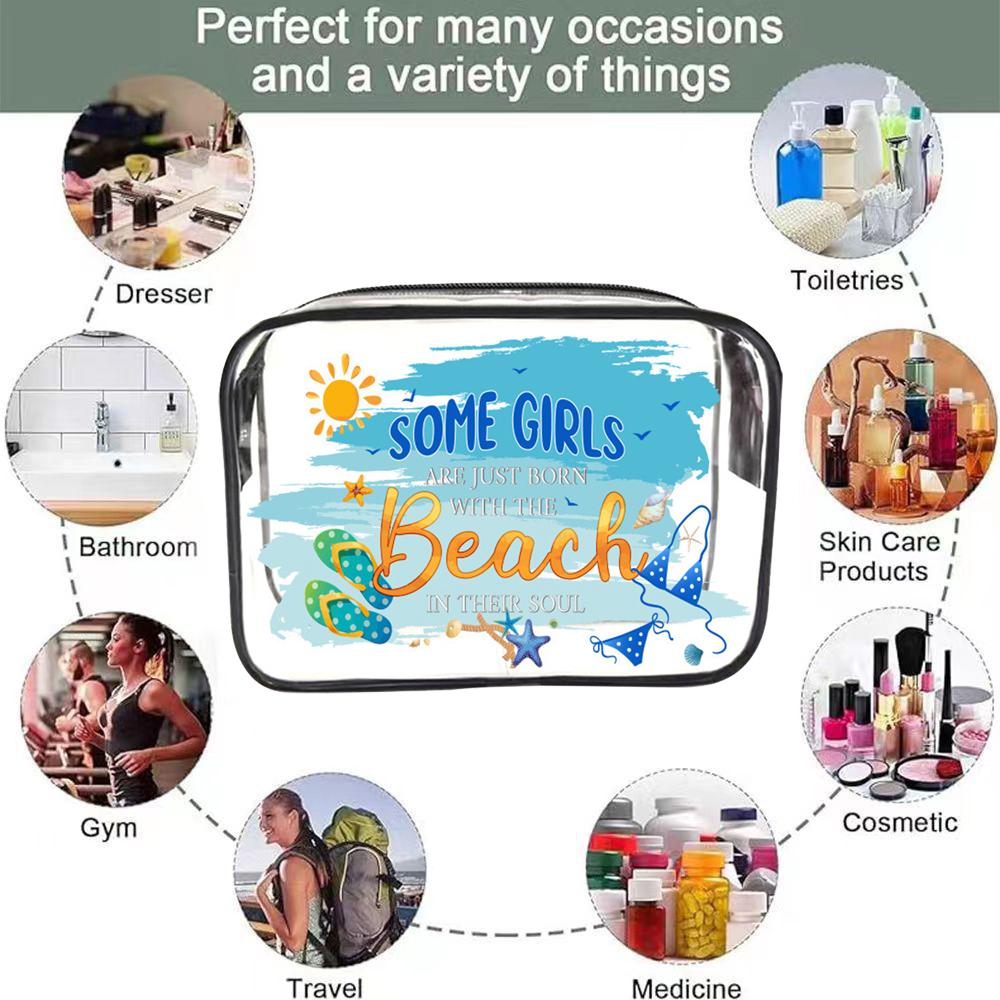 1pc All-Purpose Waterproof PVC Cosmetic Bag - Clear Travel Pouch for Toiletries Makeup & Beach Essentials