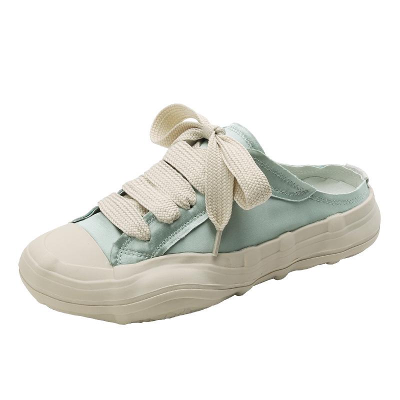 Grape mother studiolee summer round head lace-up canvas shoes versatile dissolving semi-drag casual sports board shoes women