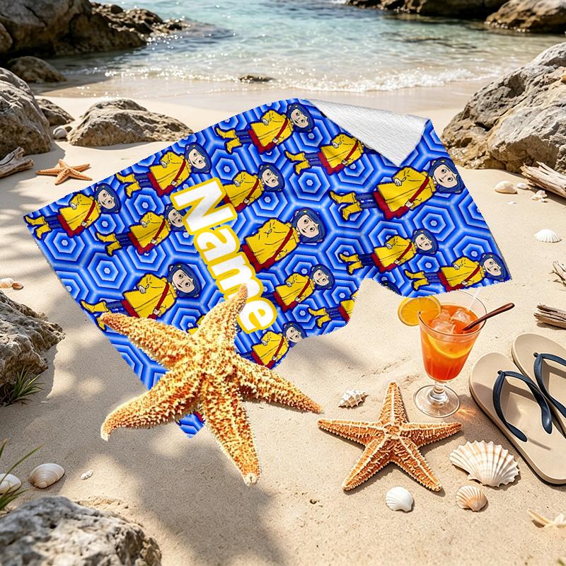Custom Name Personalized Coraline Print Beach Towel, for Trip Camping Beach Party Home Decor, Birthday Gift for Family & Friends