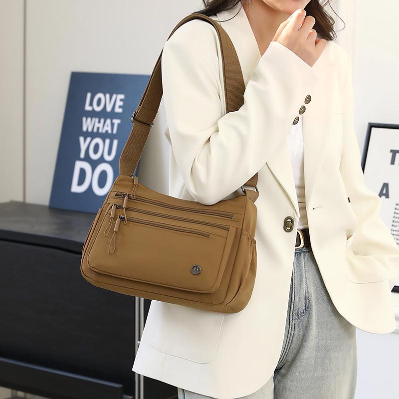 Women's Large Capacity Multi-Compartment Shoulder Crossbody Bag for Moms, Lightweight Nylon Handbag for Shopping, Travel & Outin