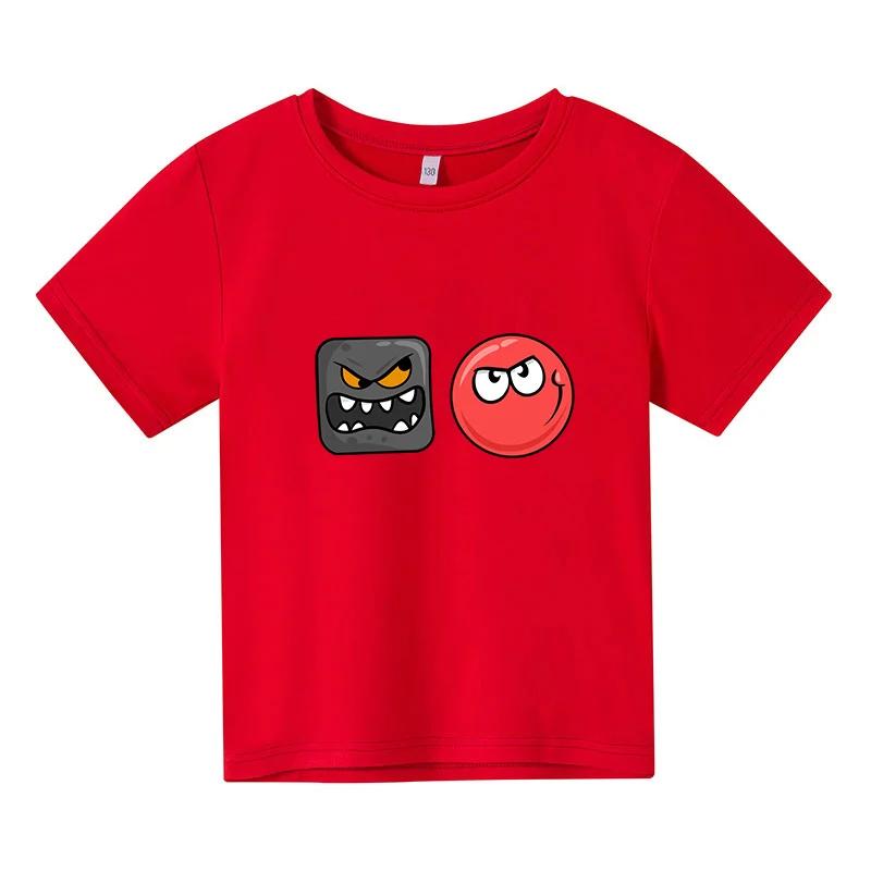 2025 Bambini Carino PALLA ROSSA 2° Stampa Vestiti Bambini Estate Moda T-shirt Ragazzi Cartoni animati T-shirt Ragazze Manica Corta Top Casual