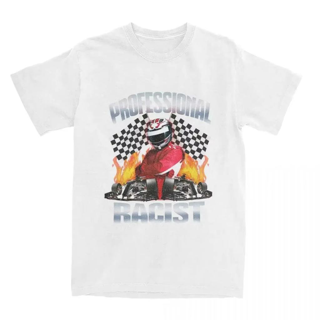 Professional Certified Racist Racing Meme T-Shirt Summer Cotton Casual Harajuku Retro Style Crew Neck Unisex Oversized Loose Top