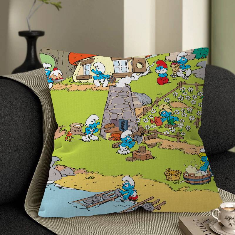 Cartoon Cute S-Smurfs Personalized Pillow Cover Kids Bedroom Wild Party Decor Pillowcase Kid Birthday Shower Gift