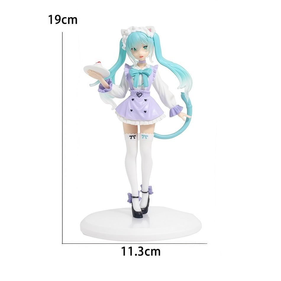 19CM New Kawaii Girl Fantasy Hatsune Miku Anime Figure Cat Ear Maid Hatsune Miku Action Figure PVC Collection Model Toys Gifts