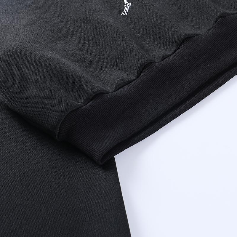 Женская готическая черная толстовка с капюшоном и принтом черепа — фото 16