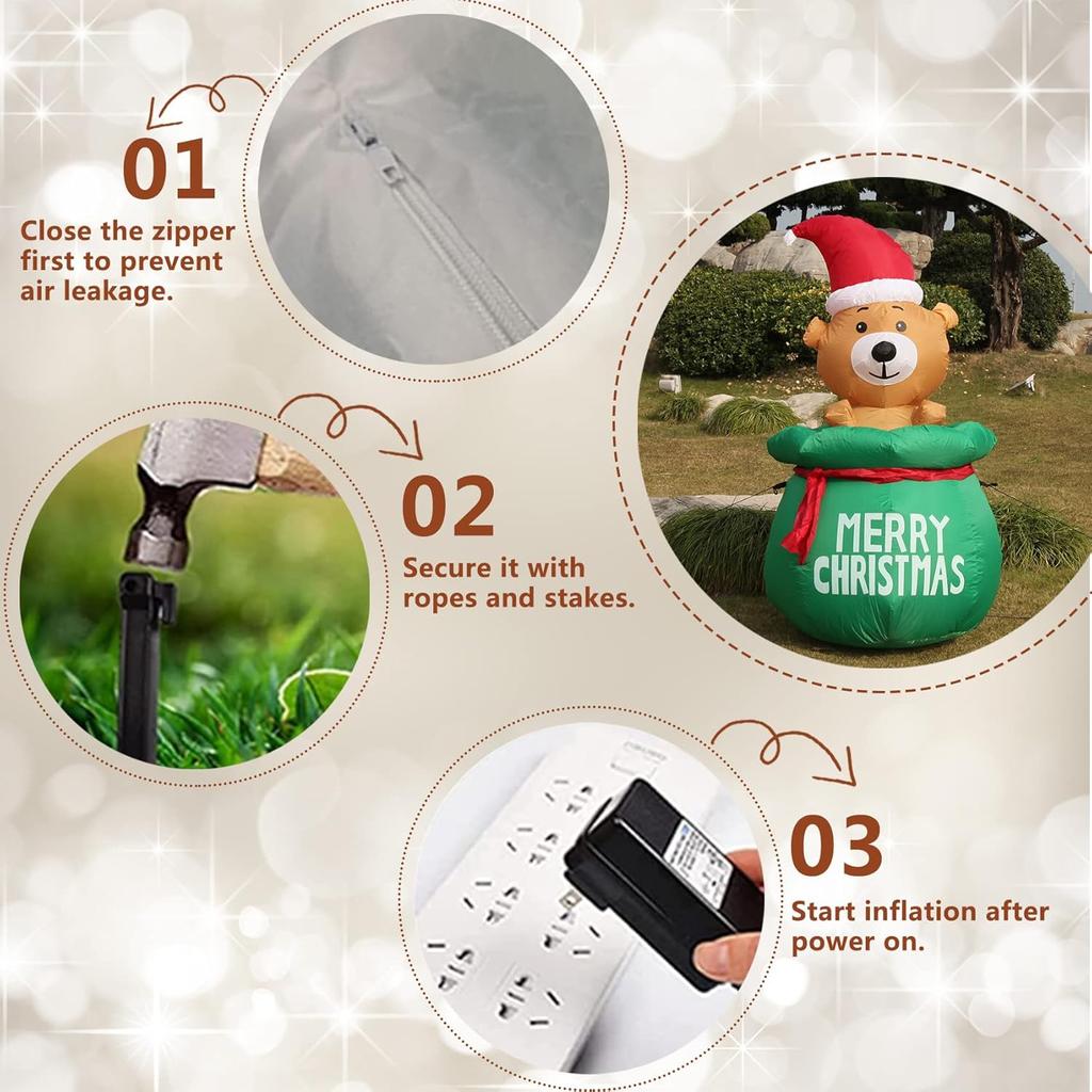 Christmas Decoration Christmas Air Mould Inflatable Glowing Gift Bag Puppy Air Mould Christmas Outdoor Patio Decoration