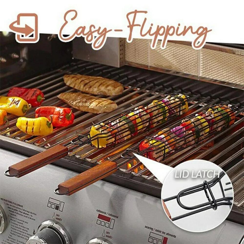 1pcs Portable Nonstick BBQ Grilling Basket, Grill Tool for Outdoor Camping, Picnics, and Backyard Barbecues