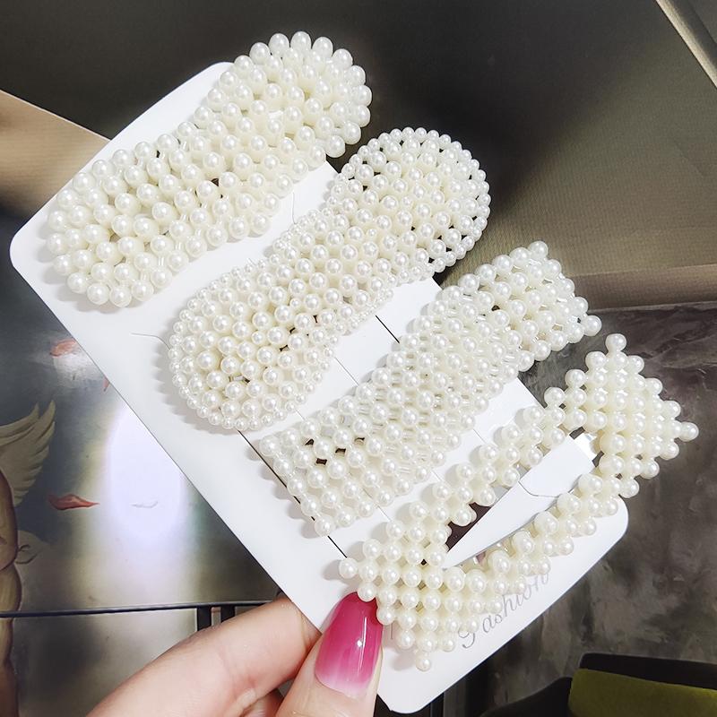 Pearl Hair Clip For Women Korean 3/4pcs Geometric Hairpins Set Hair Berrettes Girl Hairgrip Side Clip Hair Accessories