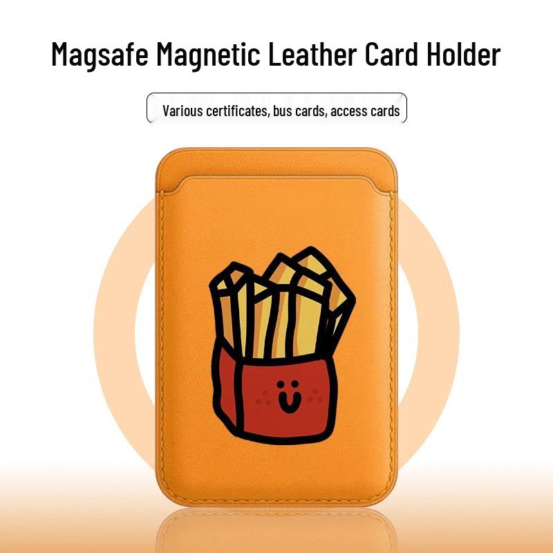 Happy Fries Cartoon Card Slot Door Case for iPhone 17 Pro, 14 Pro Max, and 11/12/13