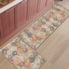 1Pcs Vintage Boho Floral Printed Kitchen Mat Soft Thickened Kitchen Floor Mat Waterproof Non-slip Oil-proof Floor Mat Runner Rug