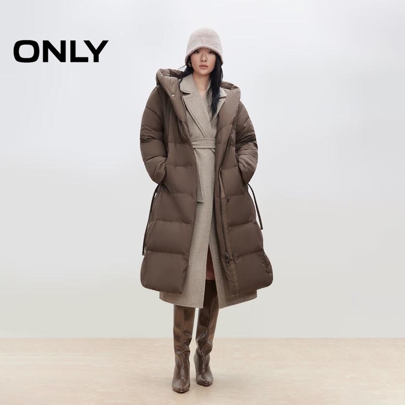 ONLY Women's Long Hooded Duck Down Puffer Coat
