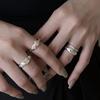 Stylish Unique Double Layer Textured Zirconia Ring For Women In Chic Minimalist Design