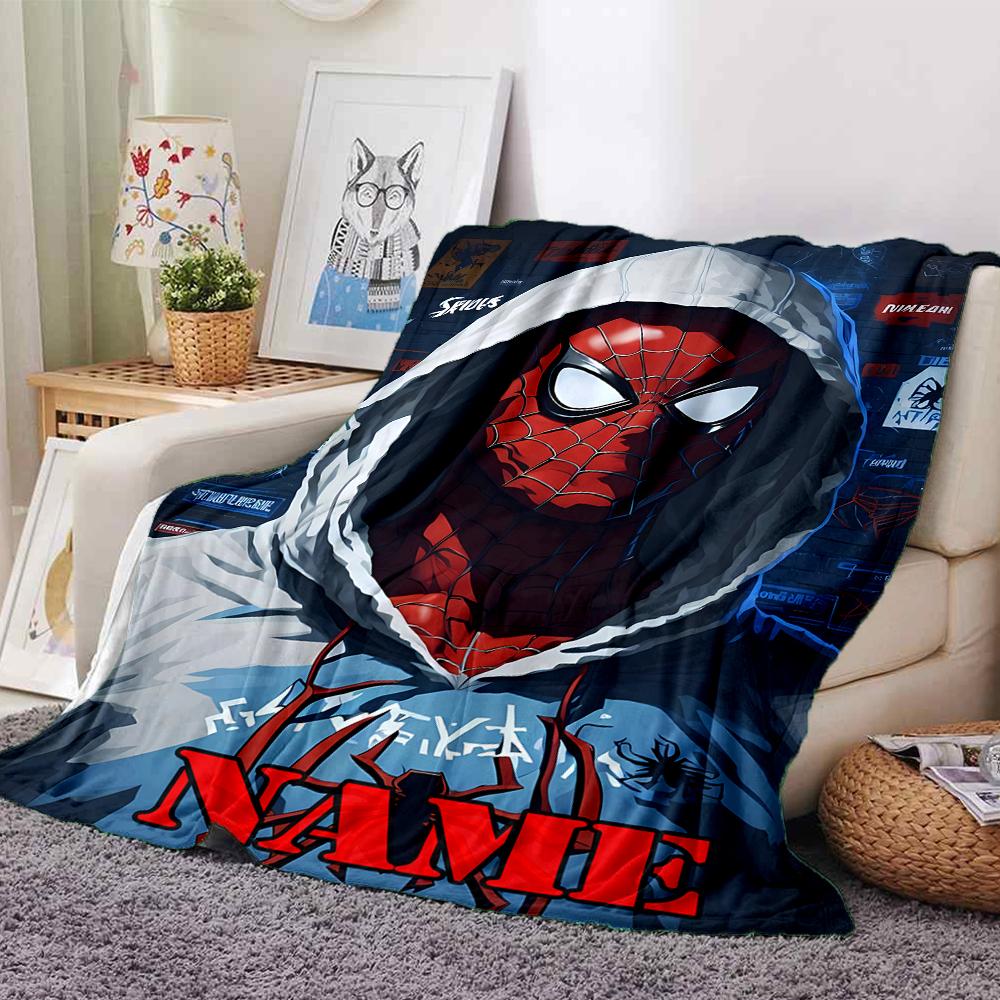 Customiz Name Personality Spider-Man Blanket Soft &Warm Sofa Office Bed Travel Lunch Break Blanket, Gift Suitable All Seasons