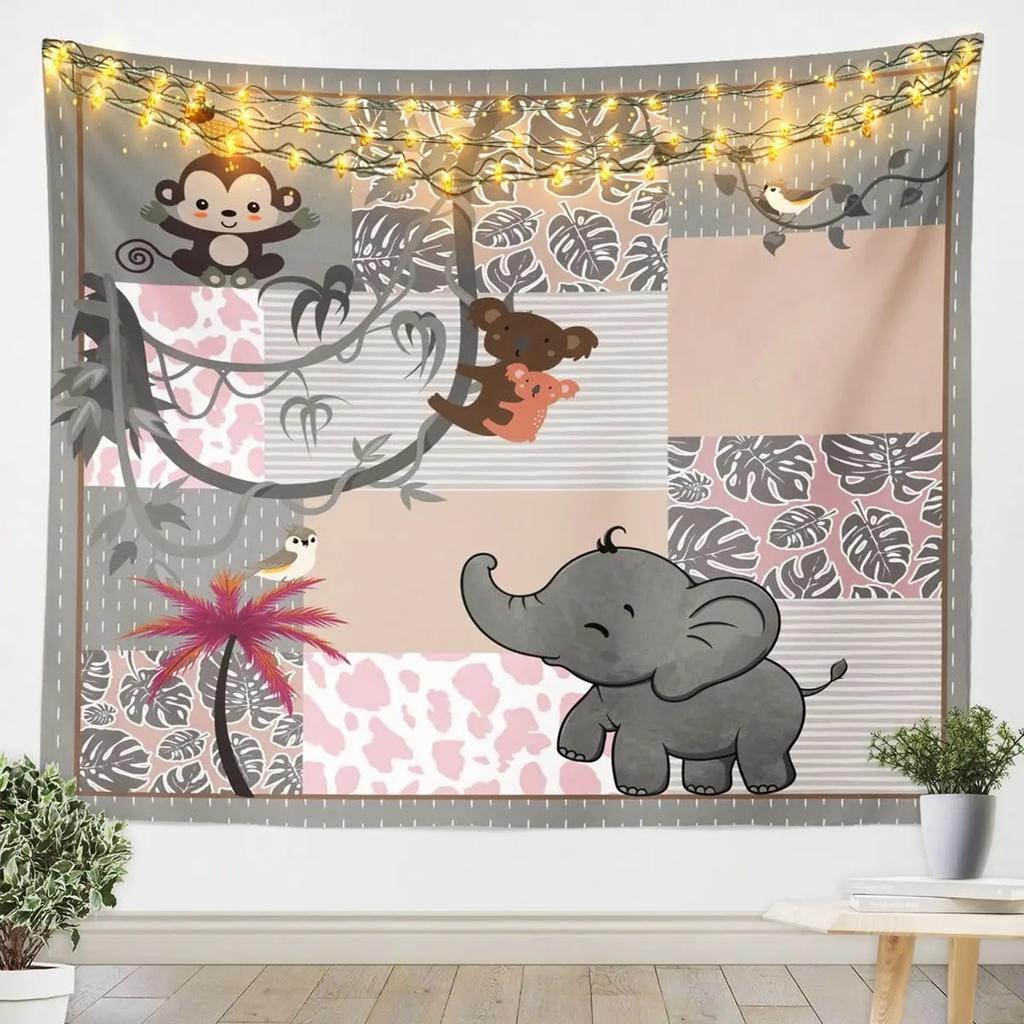 Cute Cartoon Baby Elephant Tapestry Office Living Room Tapestry Home Wall Decoration Tapestry