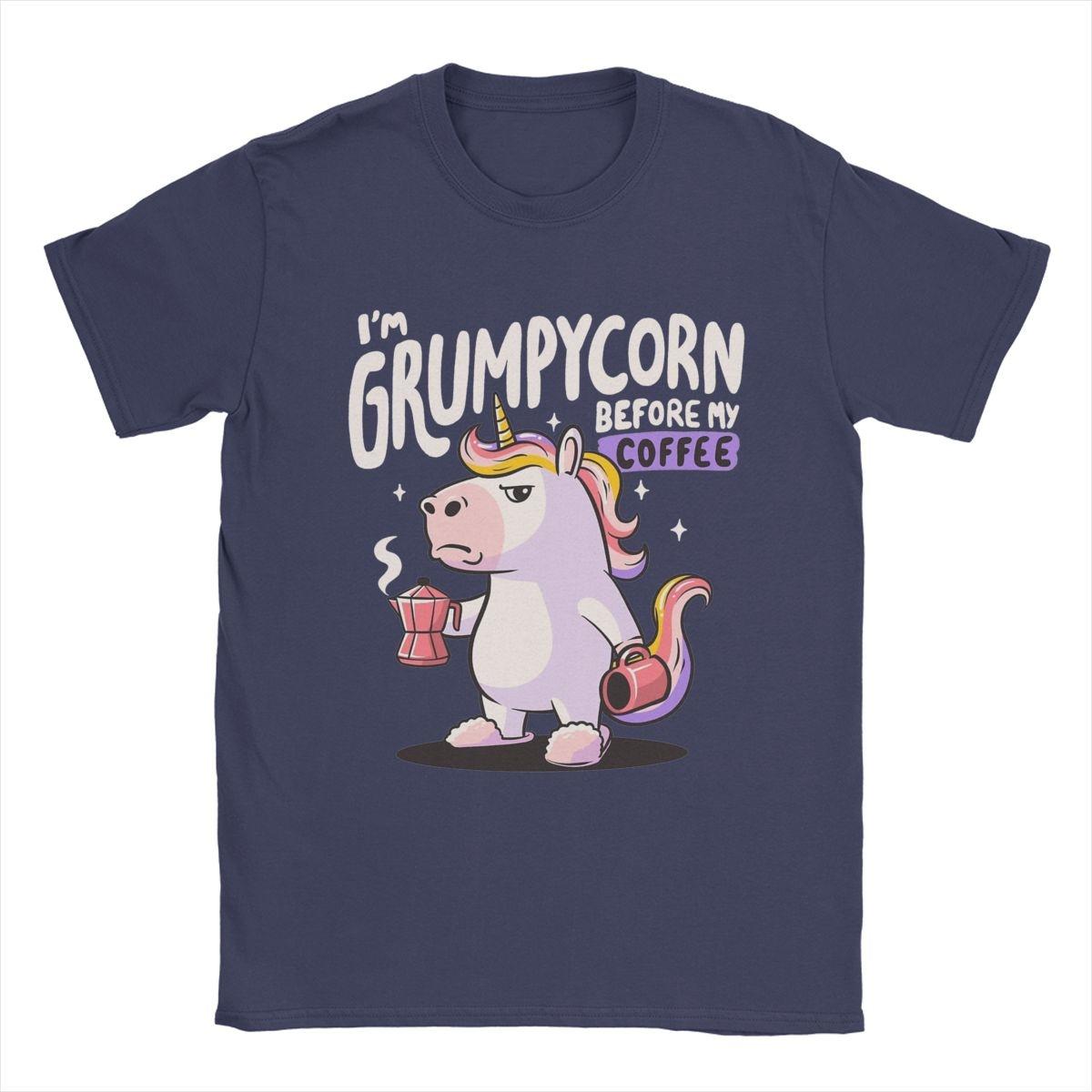 

Мужская и женская Grumpycorn Cute Grumpy Unicorn Coffee Gift Shirt Outfit Новинка Хлопковая футболка Футболка Одежда Графическая печать XXXXXL чёрный