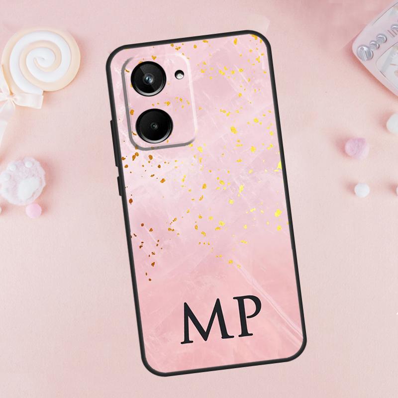 PERSONALISED name initial pink marble For Realme 12 11 10 9 Pro Plus C67 C55 C53 C35 C33 C30 C25s C21Y C15 GT Neo5 GT3 GT5 Case
