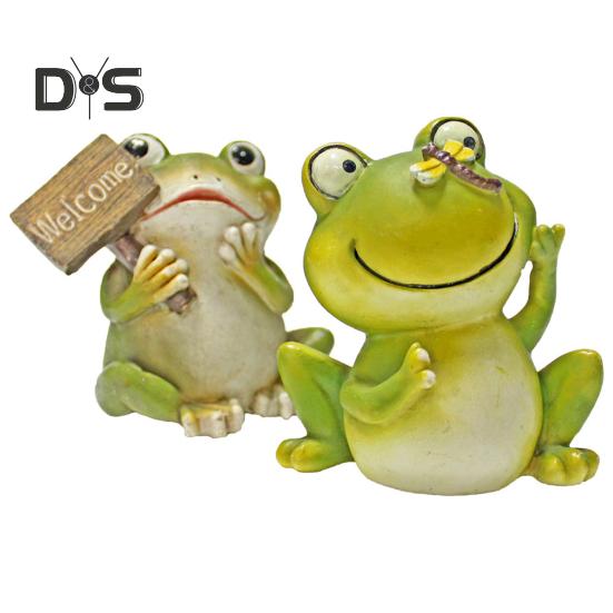 Cartoon Nebel Figurine Harz Willkommen Libelle Frosch Statue Skulptur Home Office Desktop Indoor Outdoor Garten Dekoration Ornament