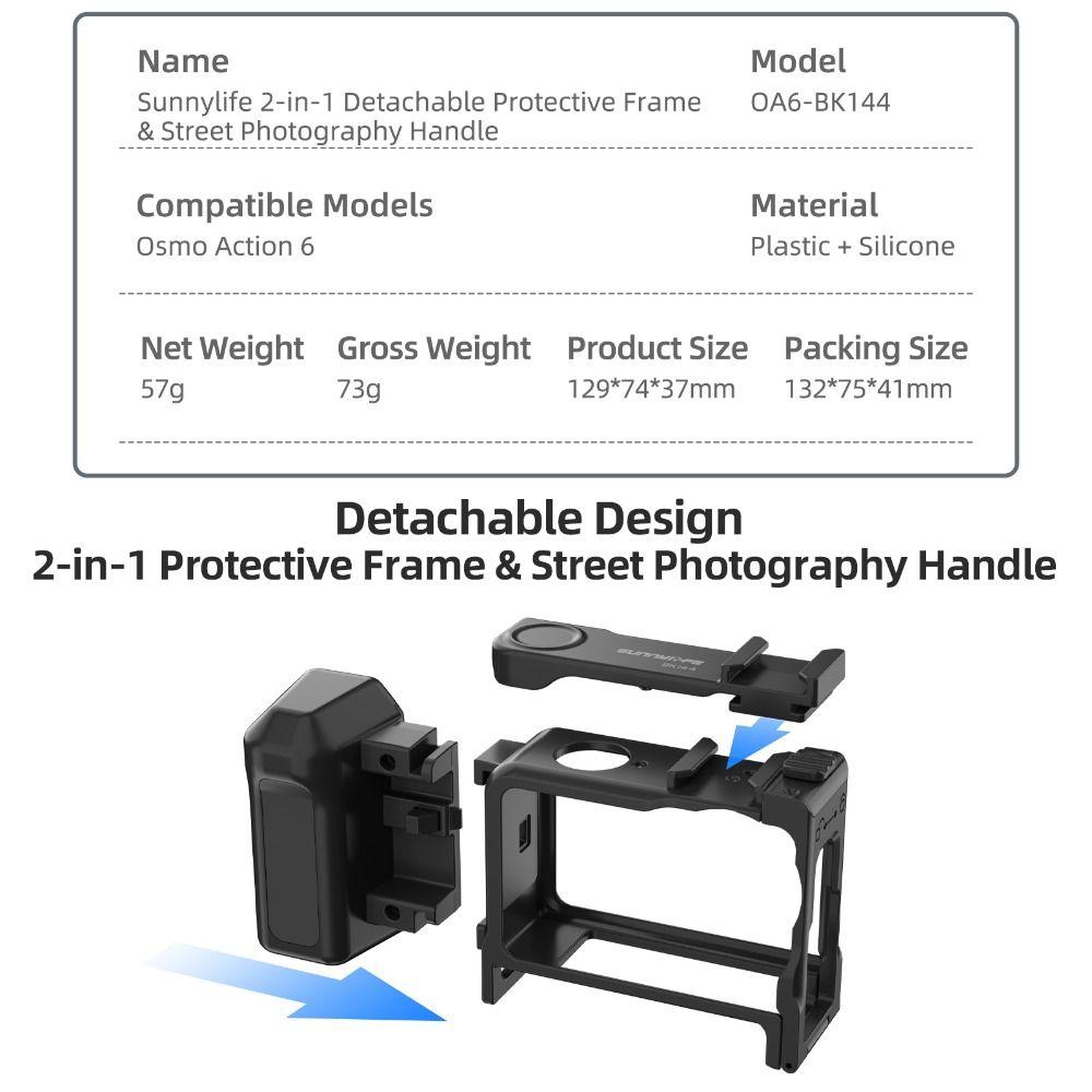 Schnellwechsel-Fotografie Street Grip Kit 2-in-1 Abnehmbar Mit Cold Shoe Kamera-Griffgriff Leicht für DJI Osmo Action 6