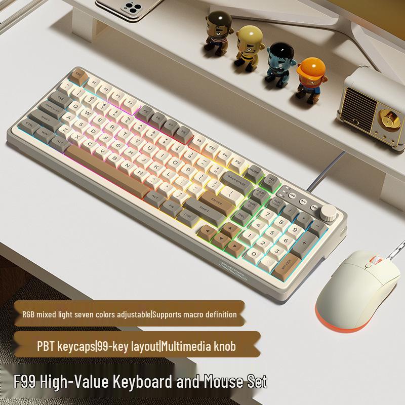 Women's Wireless Bluetooth Mechanical Keyboard & Mouse Set with Brown Switch Feel for Office and Gaming