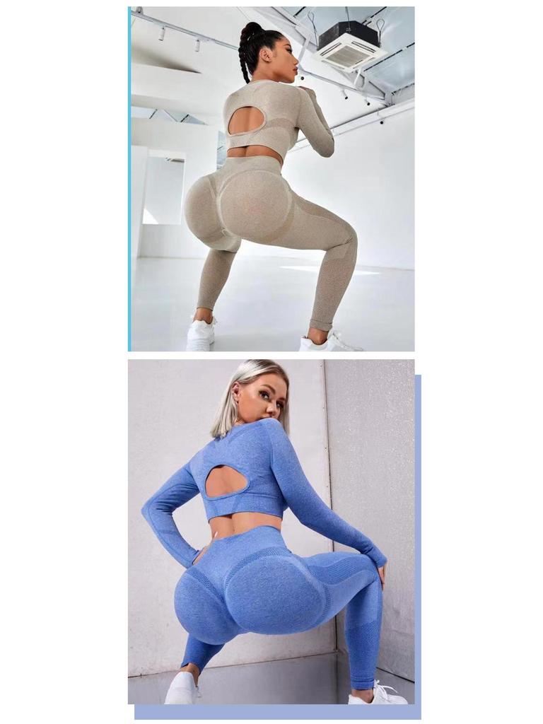 Europäisches & Amerikanisches Nahtloses High-Waisted Yoga Set - Zweiteiliges Damen-Fitness-Outfit