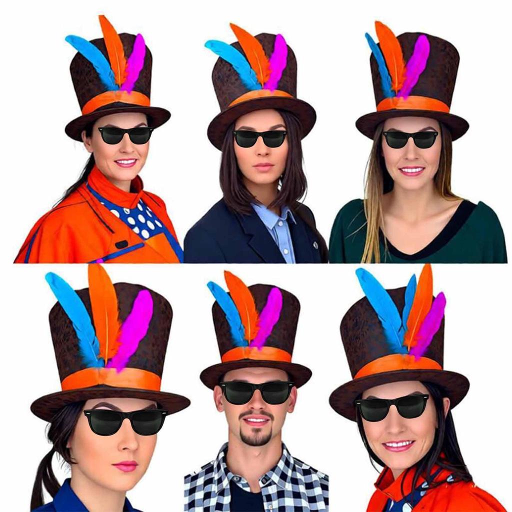 Cappello a Cilindro da Mago Costume Accessorio Piuma Artificiale per Mascherata Nightclub Adulti