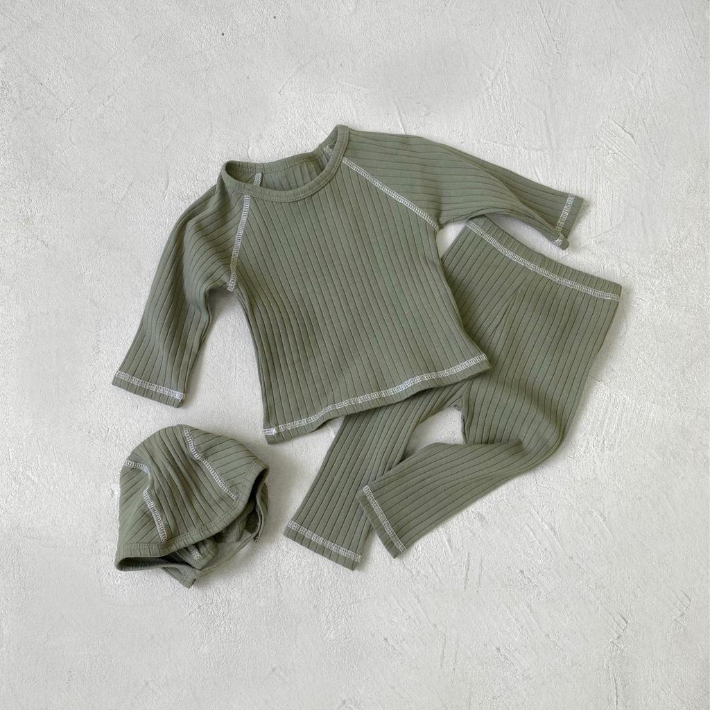 2025 Autumn Baby & Toddler A-Class Soft Ribbed T-Shirt + Base Layer Pajama Set