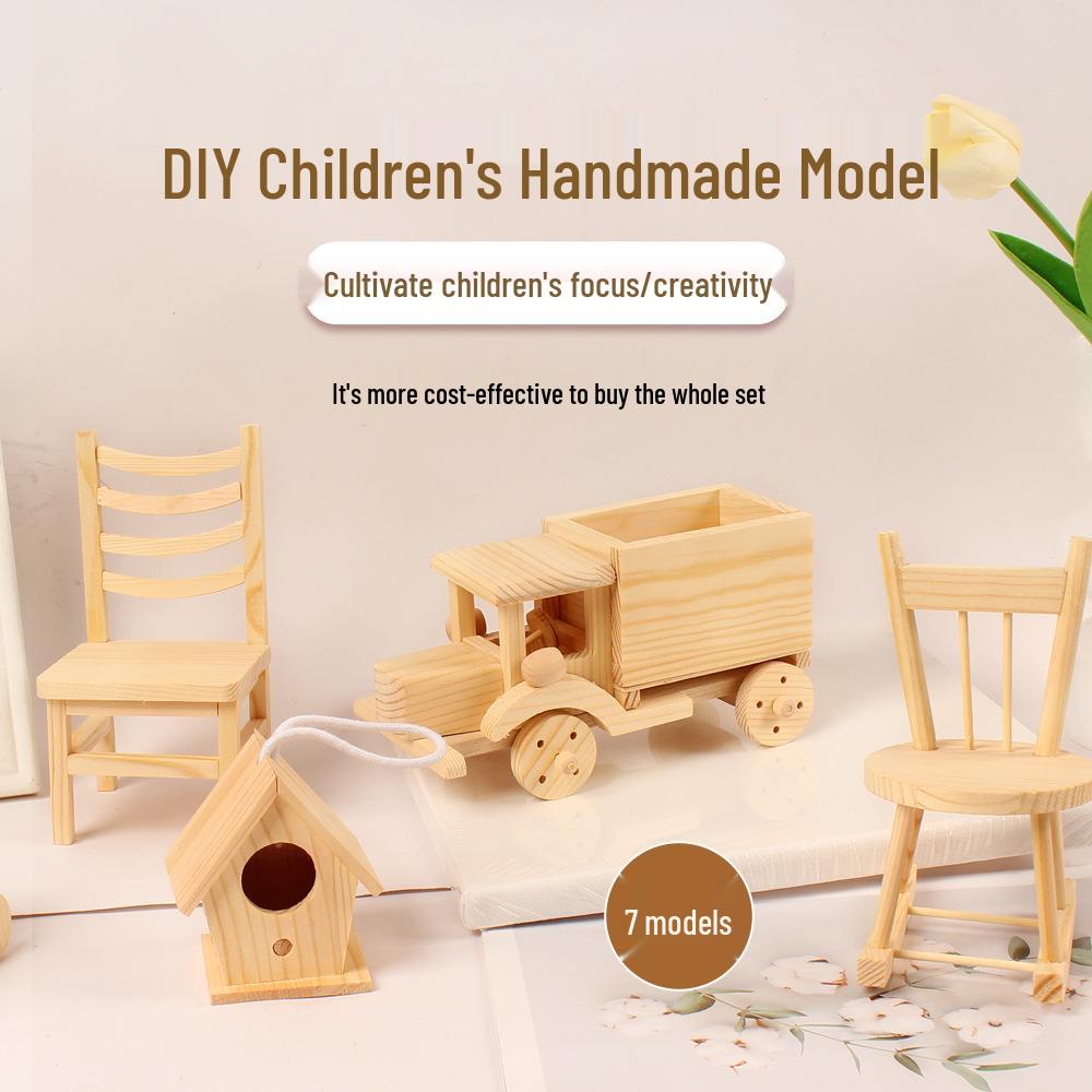 Children's Woodworking Kit: Small House Model - Semi-Finished Cottage for Handmade Parent-Child Projects